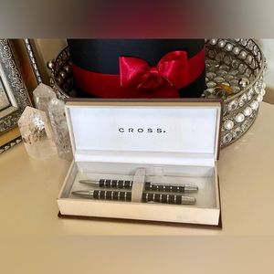 Cross Classic Black Barrel with Silver Stripes Pen and 0.7mm Pencil w/Box